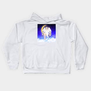 Crescent Moon Angel w Background Kids Hoodie